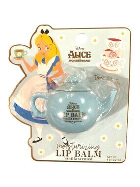 Disney Alice In Wonderland Vanilla Moisturizing Lip Balm Blue Teapot w/Lid Shape